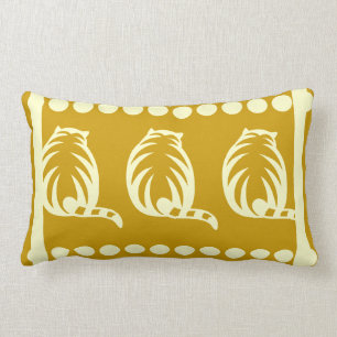 mustard yellow and cream CATS  modern  pillow