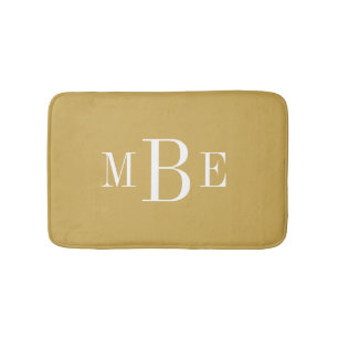 Mustard Yellow and White Classic 3 Letter Monogram Bath Mat