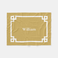 Mustard Yellow and White Greek Key Monogram