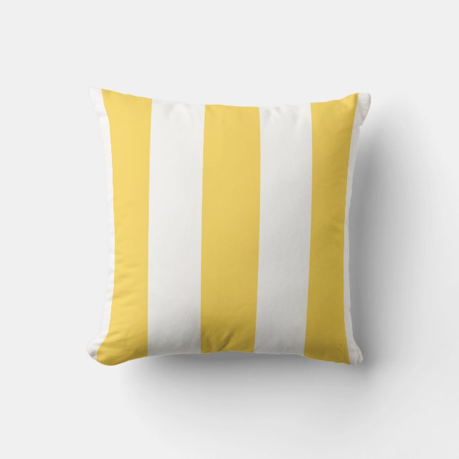 Mustard Yellow And White Stripes Cushion (Front)