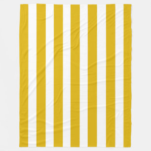 Mustard Yellow and White Vertical Stripes Fleece Blanket