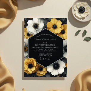 Mustard Yellow Anemone Romance Wedding Invitation