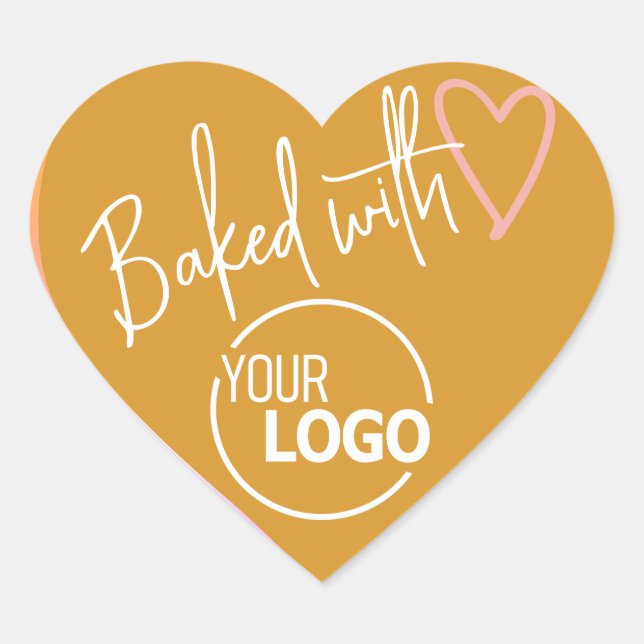 Mustard Yellow Baked Love Homemade Baking Logo Heart Sticker (Front)