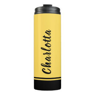 Mustard Yellow Black Elegant Minimal Customised Thermal Tumbler