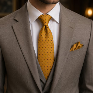 Mustard Yellow Black Italian Power Luxury Tie