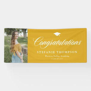 Mustard Yellow Bold Calligraphy Photo Graduation Banner