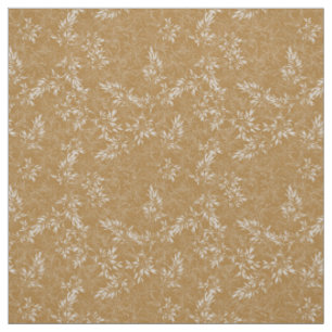 Mustard Yellow Botanical Line Art Leaves Elegance Fabric