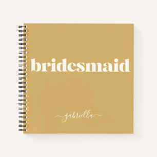 Mustard Yellow Bridesmaid Name Script Custom Notebook