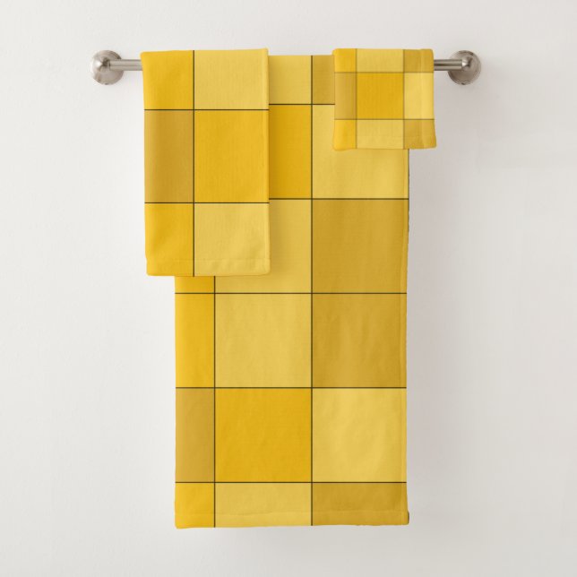 Mustard Yellow Chequerboard  Bath Towel Set (Insitu)