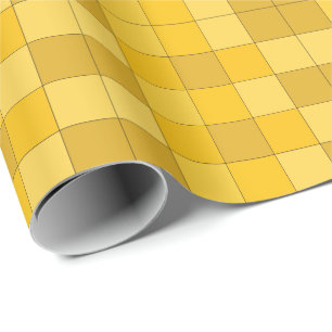 Mustard Yellow Chequerboard Mustard  Wrapping Paper