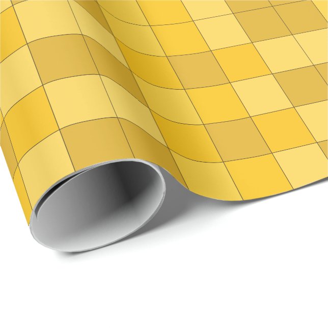 Mustard Yellow Chequerboard  Wrapping Paper (Roll Corner)