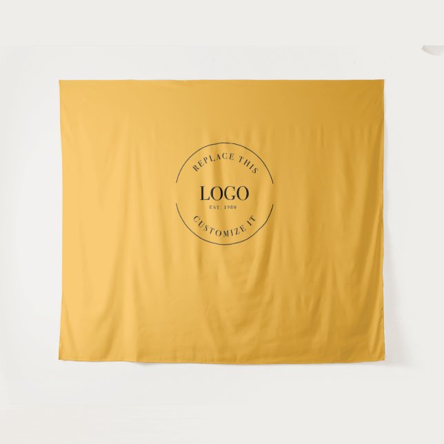 Mustard yellow Custom Logo backdrop Company Tapestry (Front (Horizontal))