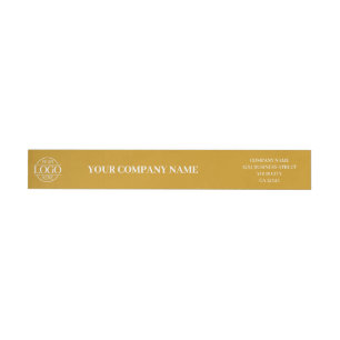 Mustard Yellow Custom Simple Business Logo Branded Wrap Around Label