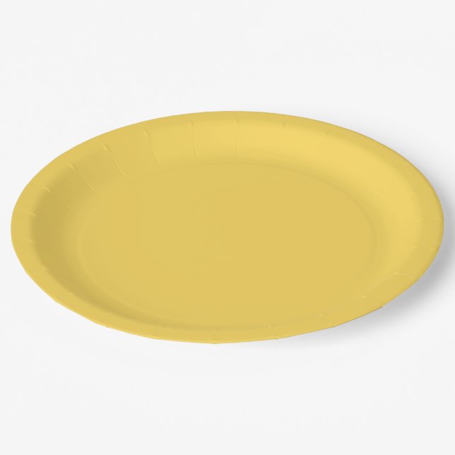 Mustard Yellow Dark Yellow Colour Solid Background Paper Plate (Angled)