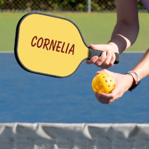 Mustard Yellow Elegant Name Trendy Minimalist Pickleball Paddle