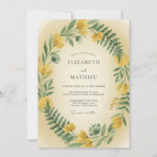 Mustard Yellow Fern Wedding Invitation
