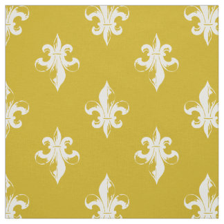 Mustard Yellow Fleur De Lis Pattern Fabric