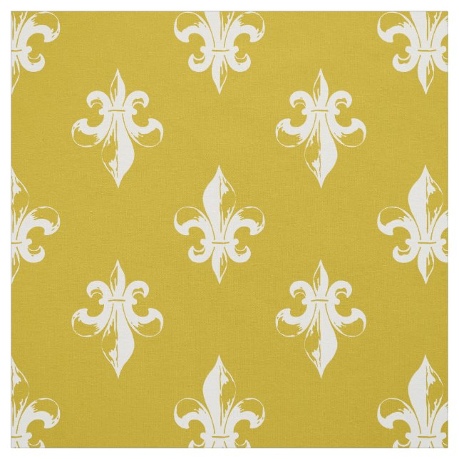 Mustard Yellow Fleur De Lis Pattern Fabric (Swatch)