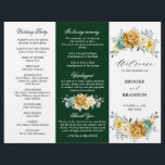 Mustard Yellow Floral Sage Green tri-fold program<br><div class="desc">Modern elegant spring / midsummer tri fold wedding program features a bouquet of soft watercolor mustard yellow roses / peonies with greenery lush green leaves / botanical leaves / eucalyptus / succulents. Please find more matching designs and variations from my "blissweddingpaperie" store. And feel free to contact me for further...</div>