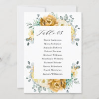 Mustard Yellow Floral Sage Wedding Seating Chart