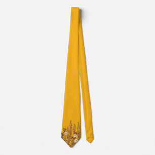 Mustard Yellow Floral Vintage-Style Tie