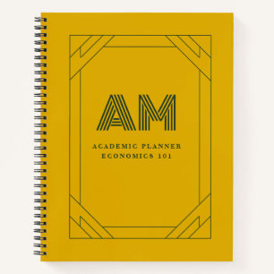 Mustard Yellow & Forest Green Monogram Notebook