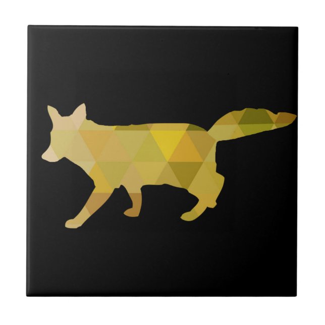 Mustard Yellow Fox Geometric Art Tile (Front)