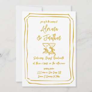 Mustard Yellow Hand Painted Wedding Invitation