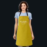 Mustard Yellow Homemade with Love Your Kitchen Apron<br><div class="desc">Let's get baking. Customise the Name on this personalised apron. Seen here in mustard yellow (see other colour options). Stylish typography style treatment. Encourage the sweet baker in your life with a special gift. Perfect for baking those holiday Christmas cookies. Featuring the words "Homemade with love" for a unique kitchen...</div>