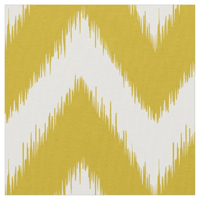 Mustard Yellow Ikat Chevron Fabric (Close Up)
