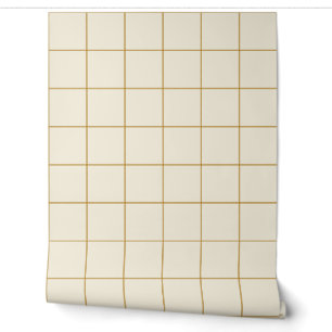 Mustard Yellow Large Windowpane Check Wallpaper