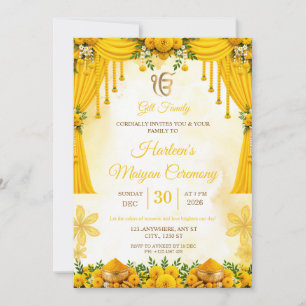 Mustard Yellow Marigold Maiyan Ceremony Invitation