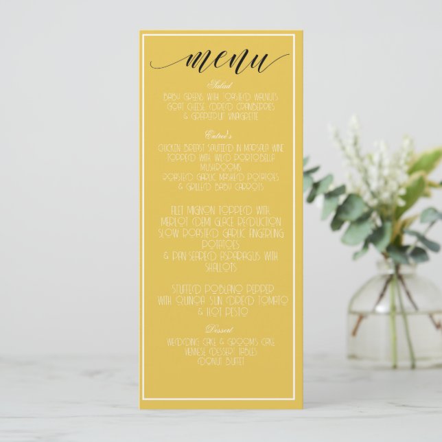 Mustard Yellow Minimalist Menu (Standing Front)