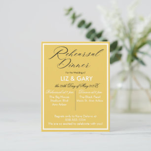 Mustard Yellow Minimalist Rehearsal Dinner Postcard