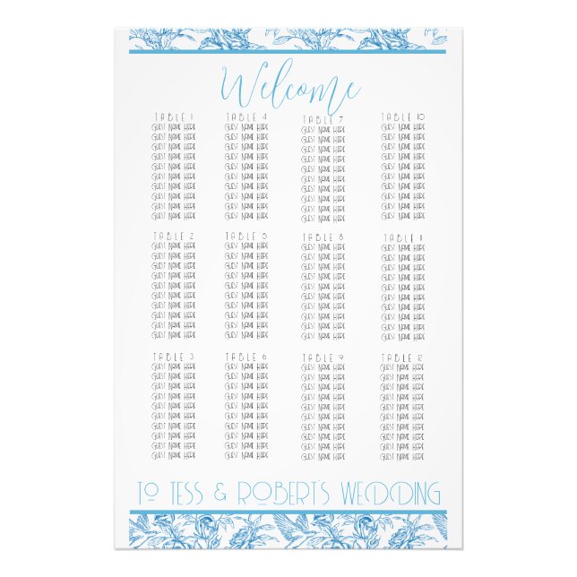 Mustard Yellow Minimalist Seating Chart Print (Front)