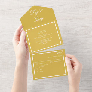 Mustard Yellow Minimalist Wedding All-in-one All In One Invitation