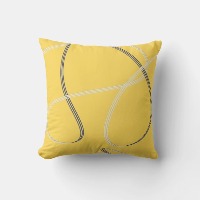 Mustard Yellow Modern Abstract Throw Pillow (Front)