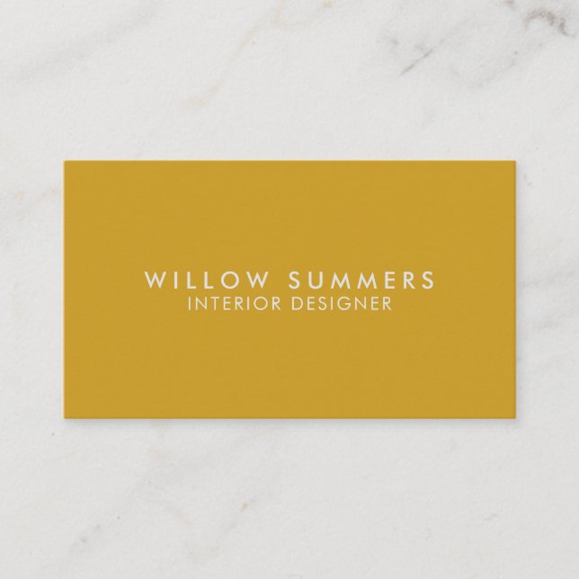 Mustard Yellow Modern Minimal Professional Business Card (Front)