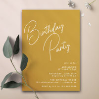 Mustard Yellow | Modern Typography Boho Birthday