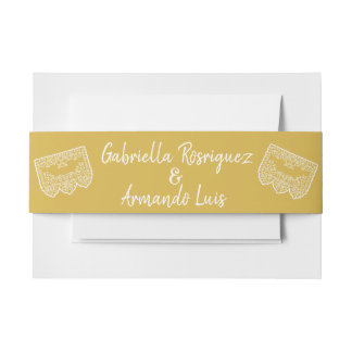 Mustard Yellow Modern Wedding Belly Band Invitation Belly Band
