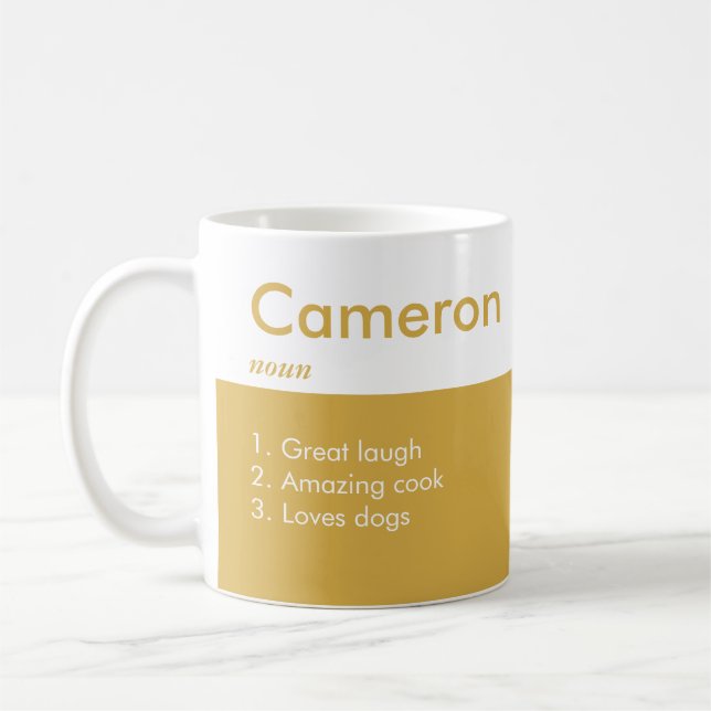 Mustard Yellow Name Definition Custom Funny  Coffee Mug (Left)