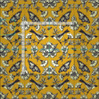 Mustard Yellow & Navy Birds, Butterflies & Flowers