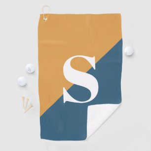 Mustard Yellow Navy Blue Monogram Golf Towel