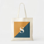 Mustard Yellow Navy Blue Monogram Tote Bag<br><div class="desc">Mustard yellow and navy blue monogram,  diagonal geometric design tote bag</div>