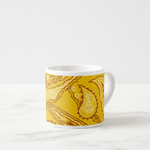 Mustard Yellow Paisley Print Summer Fun Girly Espresso Cup