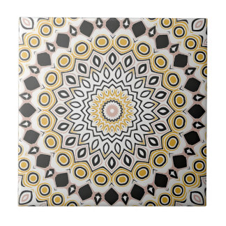 mustard yellow pattern art tiles