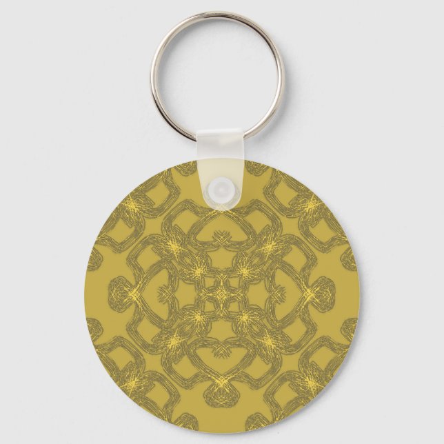 Mustard Yellow Pattern Key Ring (Front)