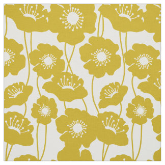 Mustard Yellow Poppies Pattern Fabric