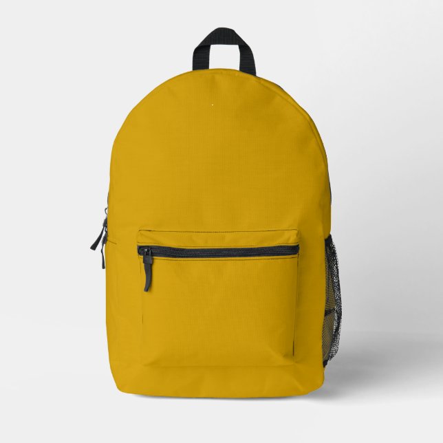 Mustard Yellow Printed Backpack (Front)