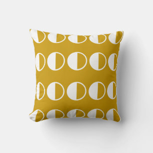 mustard yellow retro white circles pillow